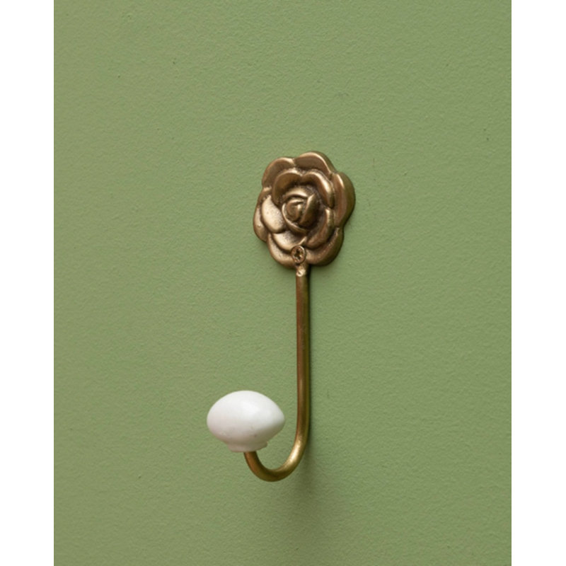 Crochet doré avec boule en céramique