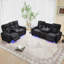 Ensemble de canapés inclinables 2 pièces, canapé inclinable 3 places et causeuse avec lumières DEL, porte-gobelets, console de rangement et surpiqûres en losange, ensemble de meubles de salon en similicuir-121640184