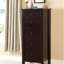 Commode compacte 5 tiroirs transitionnelle espresso pour petits espaces de vie et chambres à coucher, maximisant le rangement avec style