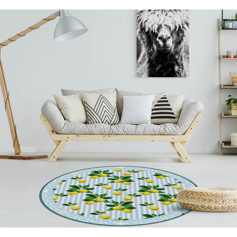 Edlohman Non-Slip Striped Indoor Doormat, Round 136cm