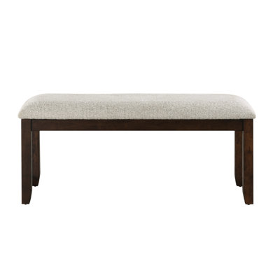 Dark Cherry Finish Wood Bench With Chenille Upholstery For Imperial Dining Classy
