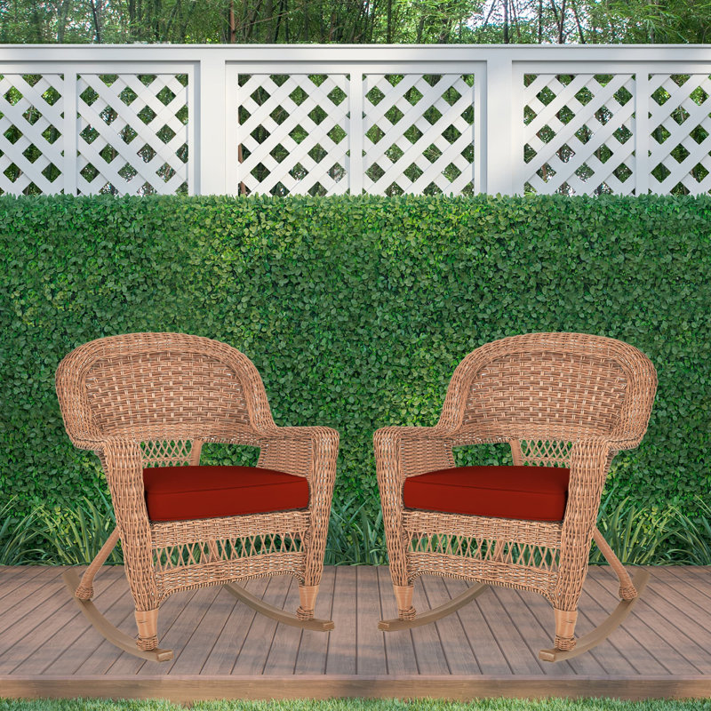 Chaise berçante en osier Raenesha, Miel, Rouge-orange