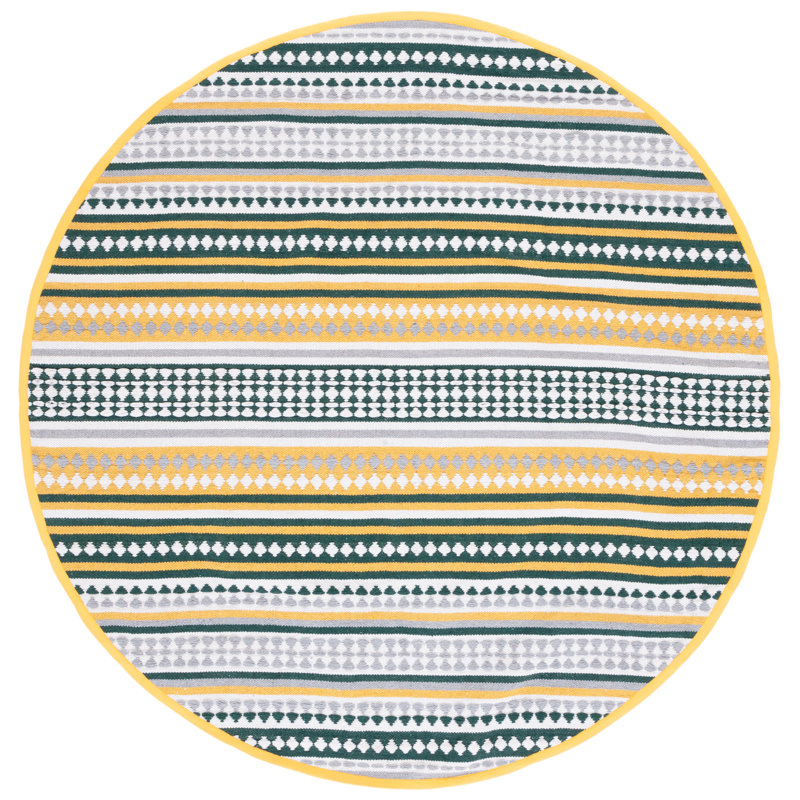 Montauk Hand Woven Cotton Striped Rug, Round 6'