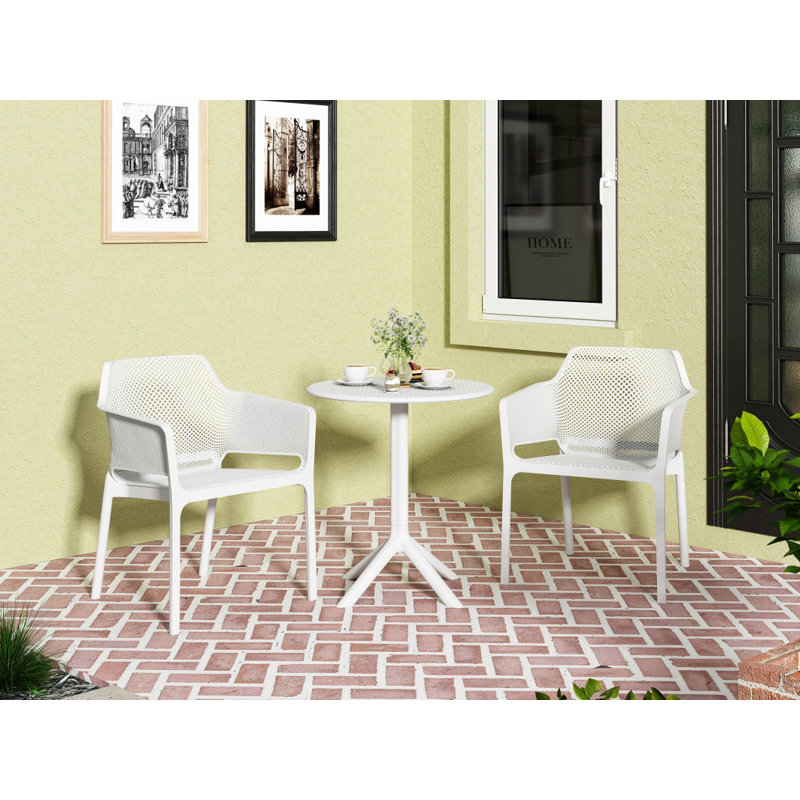 Araromi 3-Piece Patio Bistro Set, White