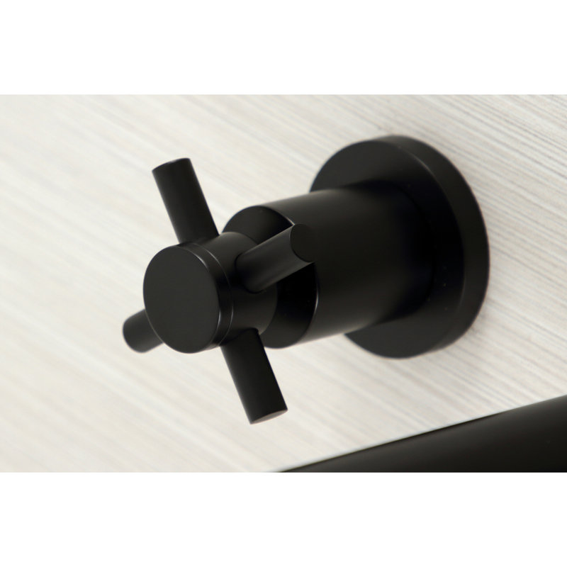 Kingston Brass Concord Two-Handle 3-Hole Wall Mount Roman Tub Faucet, Cross Handle, Matte Black