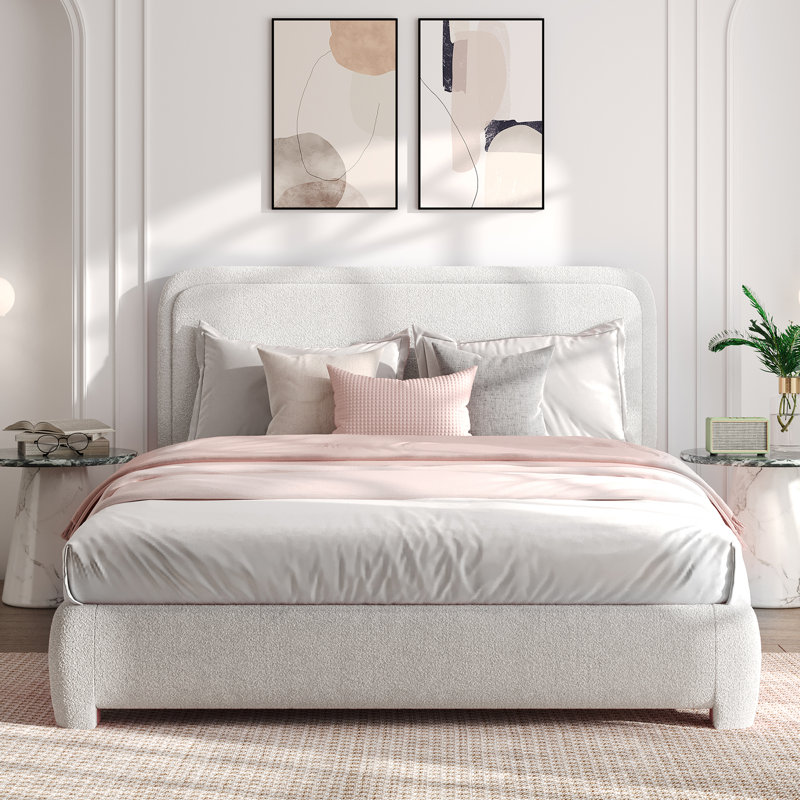 Bensu Boucle Upholstered Platform Bed