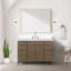 Meuble-lavabo simple en chêne blanc 48 po X P 22 po D, dessus en quartz blanc et ensemble de robinet-117980174