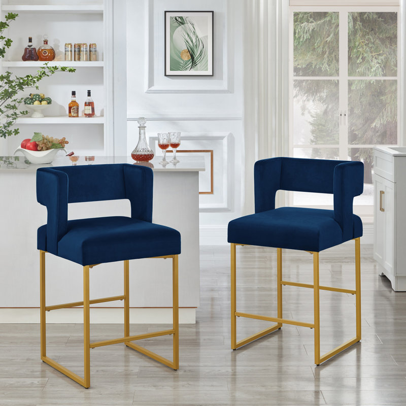 Tabouret de comptoir Colamaio 26, Bleu marine