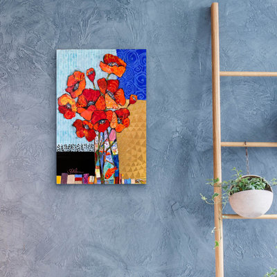  'Poppy Party!' by St Hilaire Elizabeth Acrylic Glass Wall Art, 16" x 24"