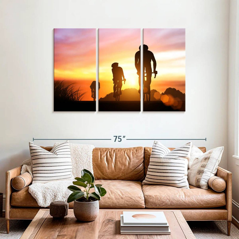 Sireci Cyclists At Sunset, 36" H x 57" W