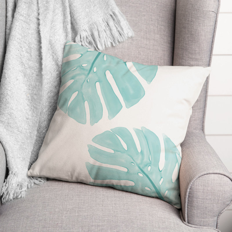  Housse et insert de coussin carré Monstera, Sarcelle