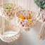Macrame Plant Hanger Macrame Hanging Fruit Basket 2 Tier Woven Cotton Rope Storage Baskets Hanging Plant Holder for Vegetable Storage, Beige Indoor Hanging Planters