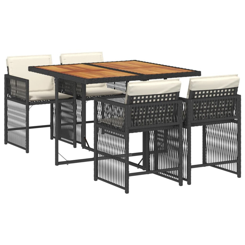 vidaXL Garden Dining Set Black, Cream White