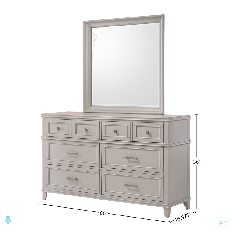 Commode 6 tiroirs (miroir non inclus), Gris