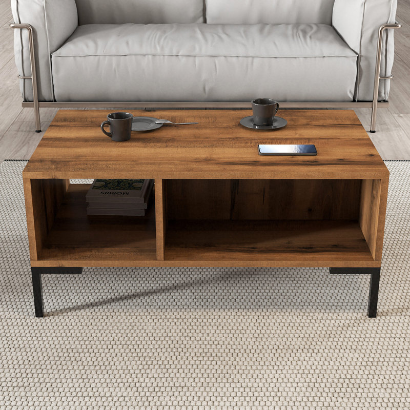 Table basse à 4 pieds avec rangement Jecory, Brun