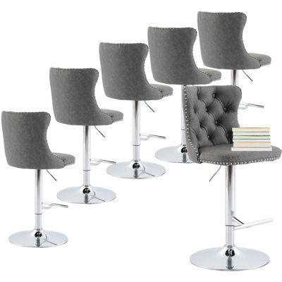 Swivel Upholstered Velvet Tufted Bar Stools Set of 6