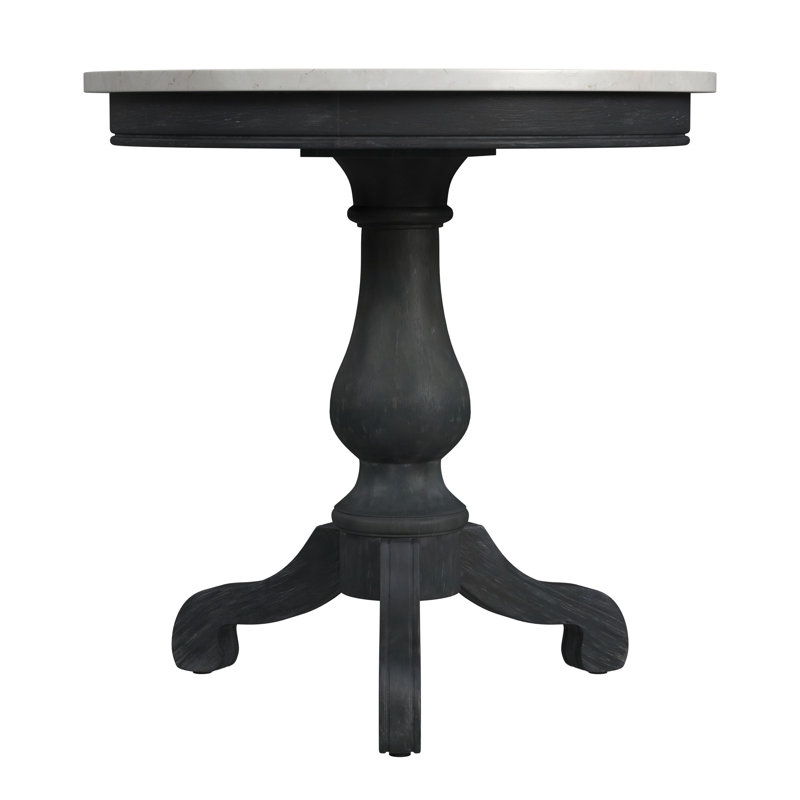Danielle Marble 24" Pedestal Side Table, Weathered Black