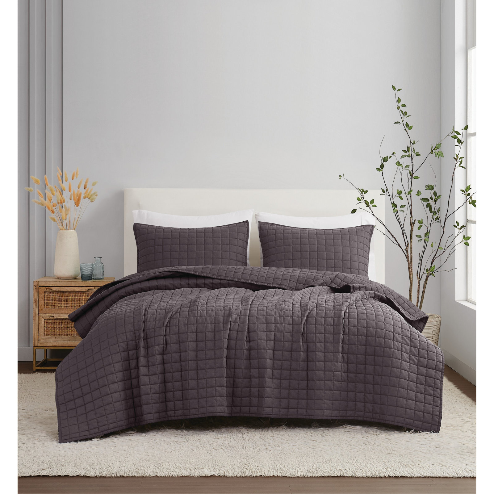 Nena Bedding, Queen + 2 Standard Shams, Charcoal 