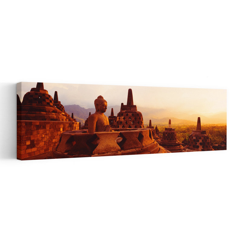 Borobudur, temple bouddhiste de Java, Indonésie, H 12 po x l 36 po