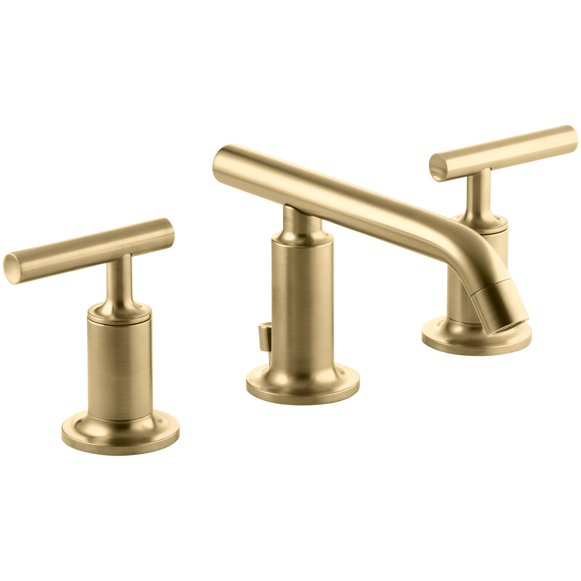 Purist Widespread Bathroom Faucet with Drain Assembly, Vibrant Moderne Brushed Gold
