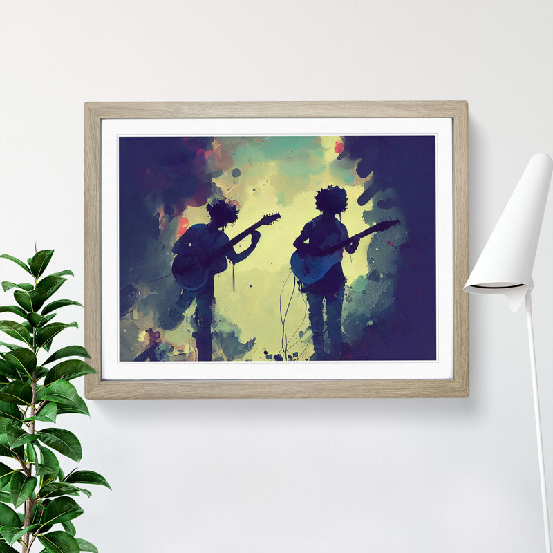 Guitar Rock Band Vol.2 - Single Picture Frame Painting, Oak, 34cm H x 46cm W x 2cm D