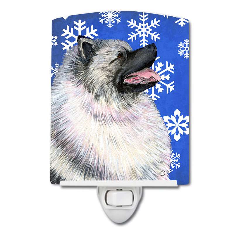 Éclairage pour nuit en céramique keeshond winter