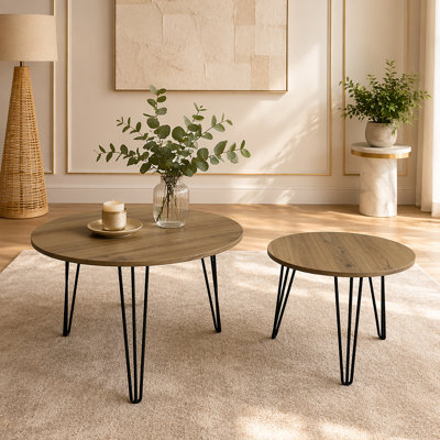 Ensemble de 2 tables basses gigognes rondes 27,56 po, ensemble de tables de bout gigognes circulaires