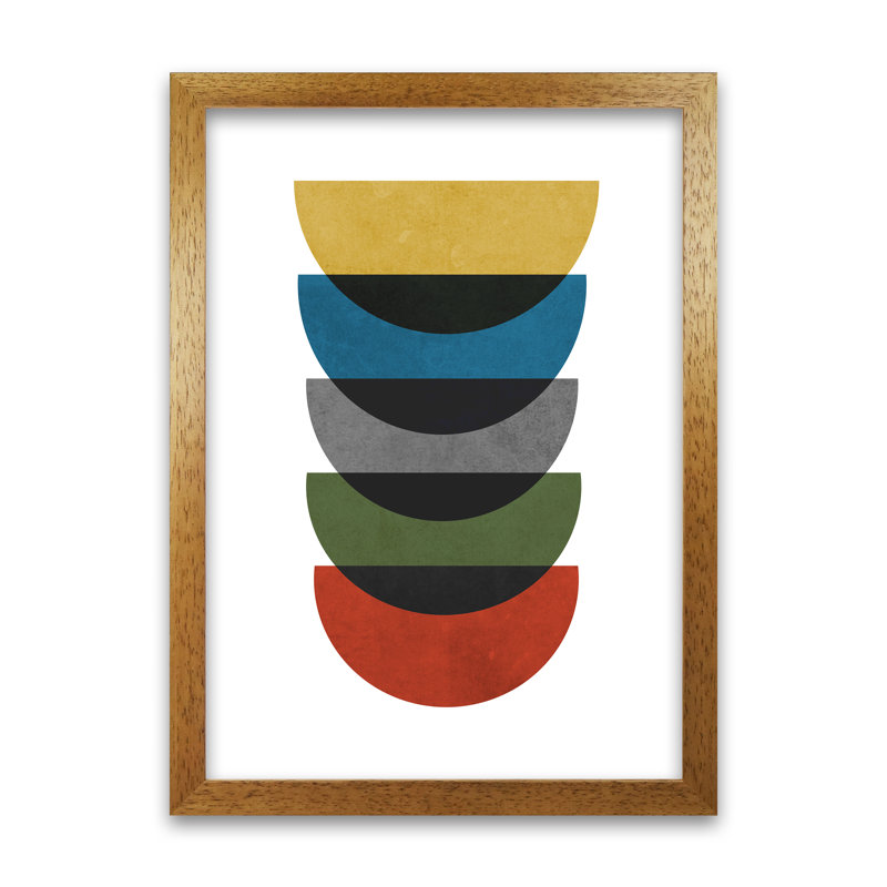 Rainbow Mid Century B - Print, Oak Frame, 84cm H x 59cm W x 3cm D