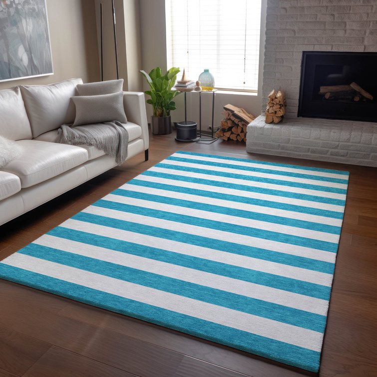Premium Machine Washable Cerrito AMF528 Teal Rug