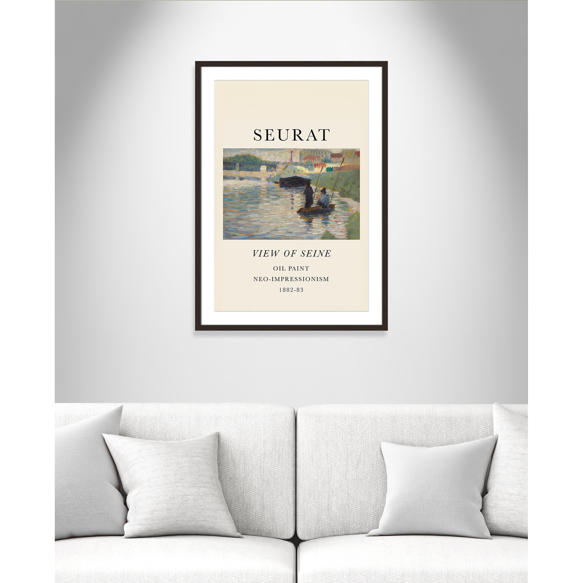 View Of Seine by Georges Seurat, Walnut Single Picture Frame, Yes, 35.5" H x 25.5" W x 1.25" D