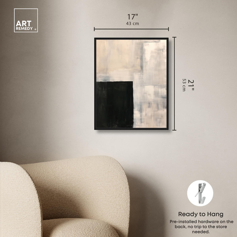 «Coal Dust Canvas Modern Boho» par Art Remedy, H 21 po x l 17 po, Cadre flottant noir