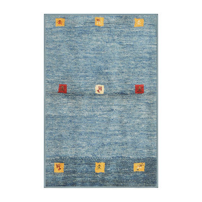 Tapis de surface bleu marine contemporaine Inge