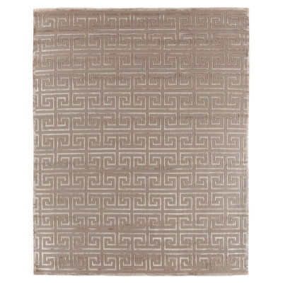 Metro-Velvet Geometric Area Rug in Beige
