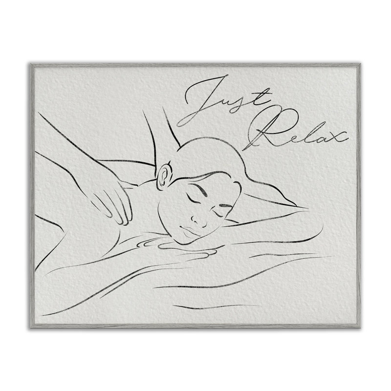 Giclée encadrée Just Relax Massage, design par Marcus Prime, Farmhouse Grey Framed Giclee, H 16 po x l 20 po