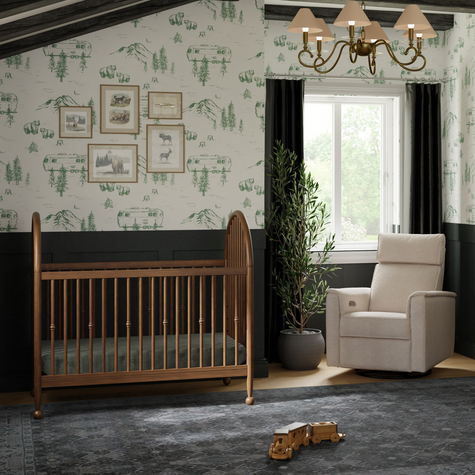 Greenguard Gold Certified 3 -in-1 Convertible Crib, Natural Walnut