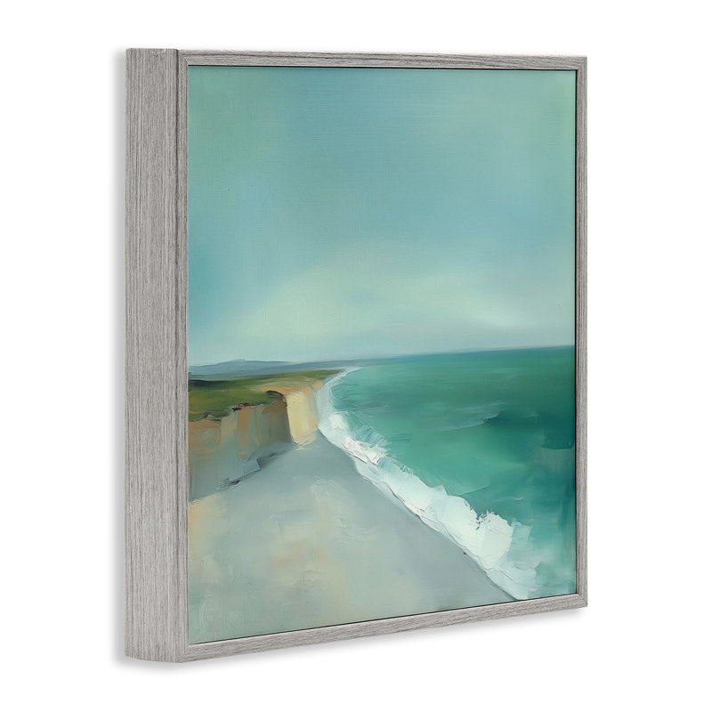 Giclée encadrée, paysage par Turquoise Horizons Coast, conception par Annabelle Hall, Estampe numérique Farmhouse