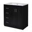 Ensemble de meuble-lavabo 30 po avec lavabo en céramique, armoire de rangement en bois massif, ensemble de meuble-lavabo autoportant avec 3 tiroirs et portes à fermeture douce-976625836