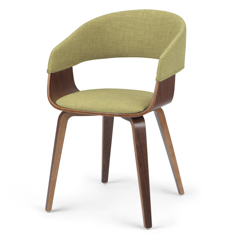Chaise de salle à manger rembourrée avec dossier courbé Lowell, Vert acide clair
