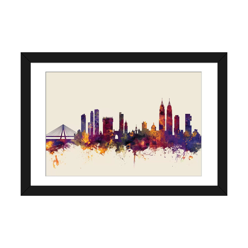 Skyline Series: Mumbai (Bombay), Inde, impression sur toile tendue beige, H 24 po x l 32 po x P 1 po, Blanc