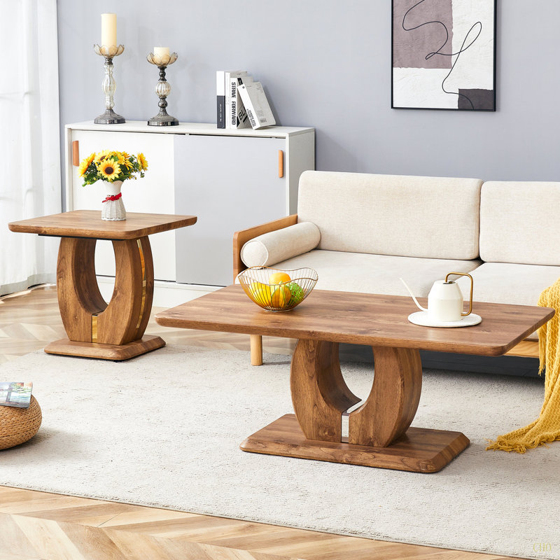 Ensemble de tables basses modernes et minimalistes en panneau de fibres à densité moyenne (carré et rectangulaire), décalcomanie texturée de table basse en panneau de fibres à densité moyenne, table d'appoint.