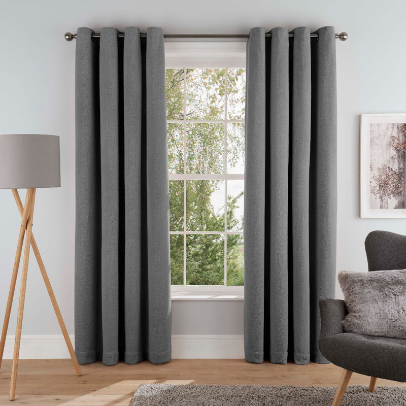 Livinia Semi Sheer Curtain Pair, 168 W x 183 D cm, Grey