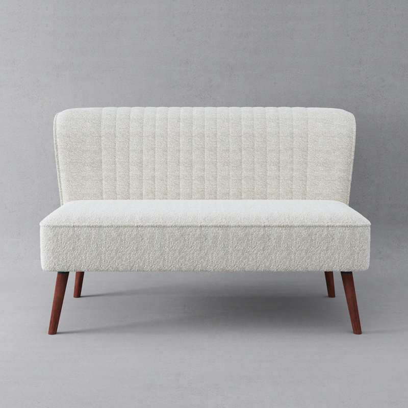 Causeuse en velours Ashlynn, Bouclé ivoire