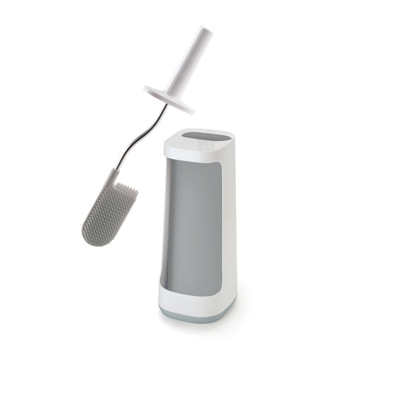 Joseph Joseph Flex Plus Anti-Drip Toilet Brush with Holder and Storage Caddy, Gray