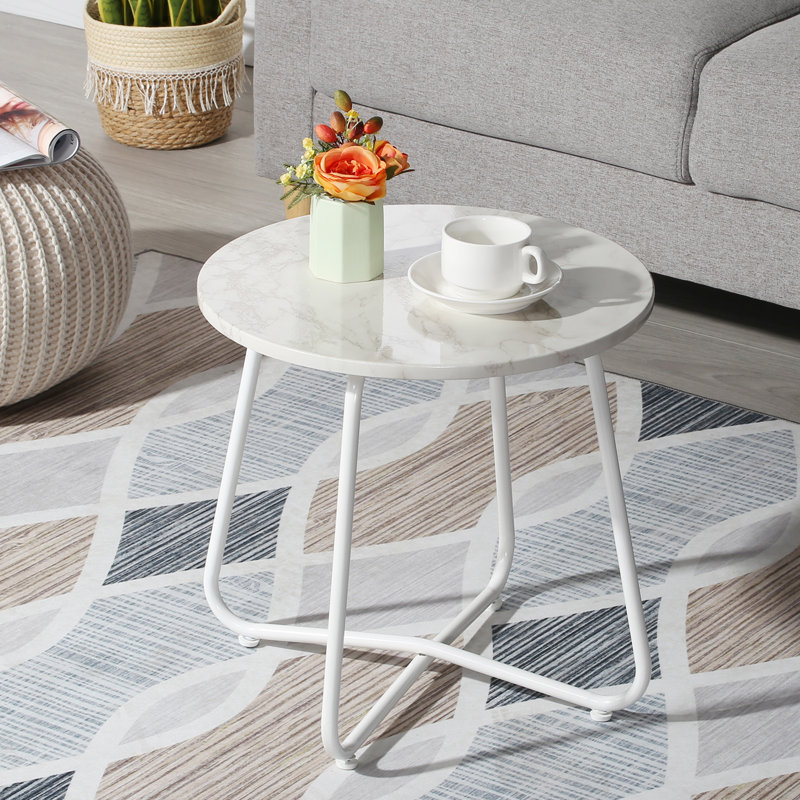 Artemus End Table, White Top/White Base