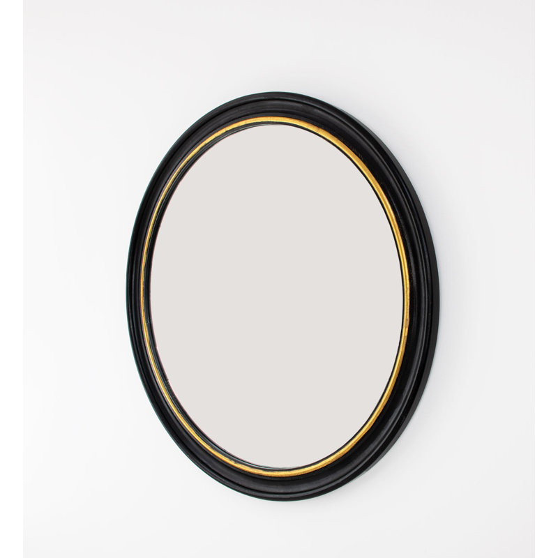 Arena Wall Mirror, Black/Gold Leaf