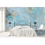 Papier peint amovible abstrait marbré bleu clair et doré-254515117