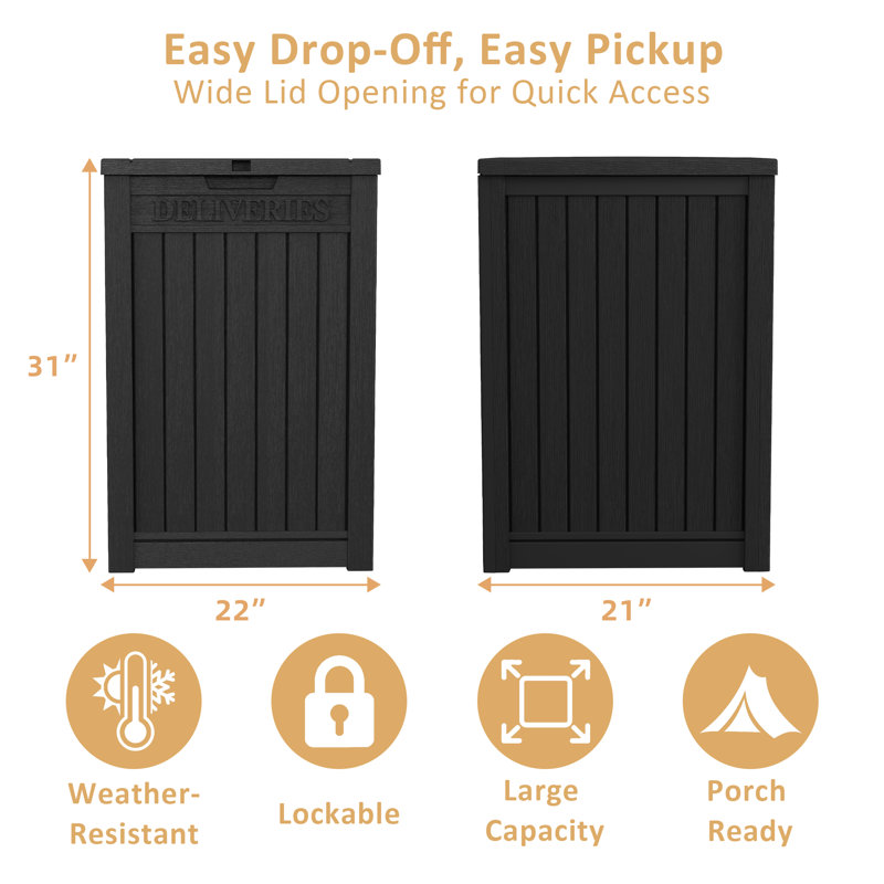 Boîte de livraison de 55 gallons, boîte de dépôt de colis imperméable avec couvercle verrouillable, Noir