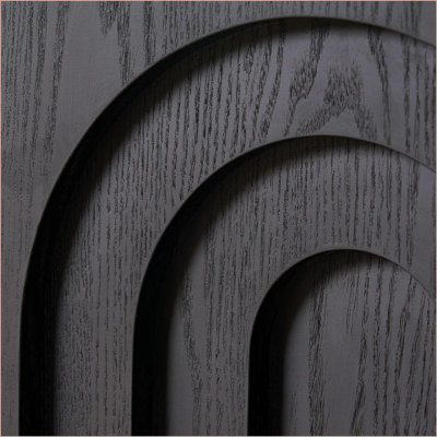 Table basse moderne noire peu encombrante pour le salon et la chambre à coucher, panneau de fibres à densité moyenne d'aspect bois facile à nettoyer