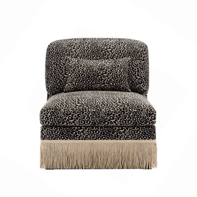 Armless Sofa Leopard Chenille W/1 Pillow