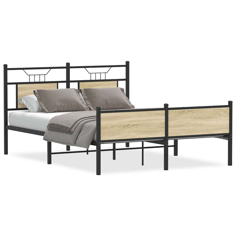 Bed Frame Without Mattress Engineered Wood, Sonoma Oak, European Double (140 x 200cm)